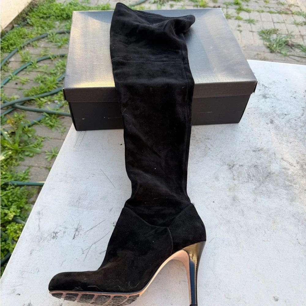 Cole Haan black suede Talia OTK boots with Nike air technology